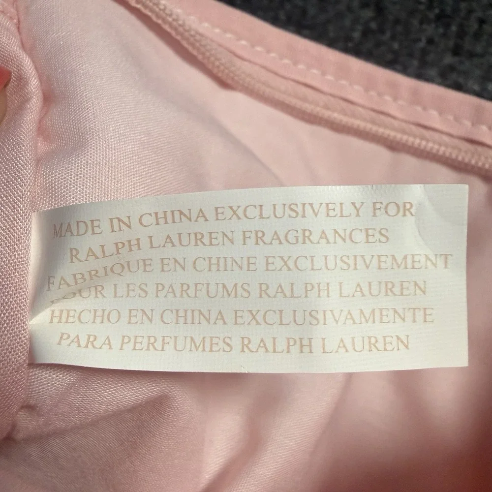 Ralph Lauren RL Pink Canvas Cosmetic Makeup Travel Pouch Zip Bag Fragrance